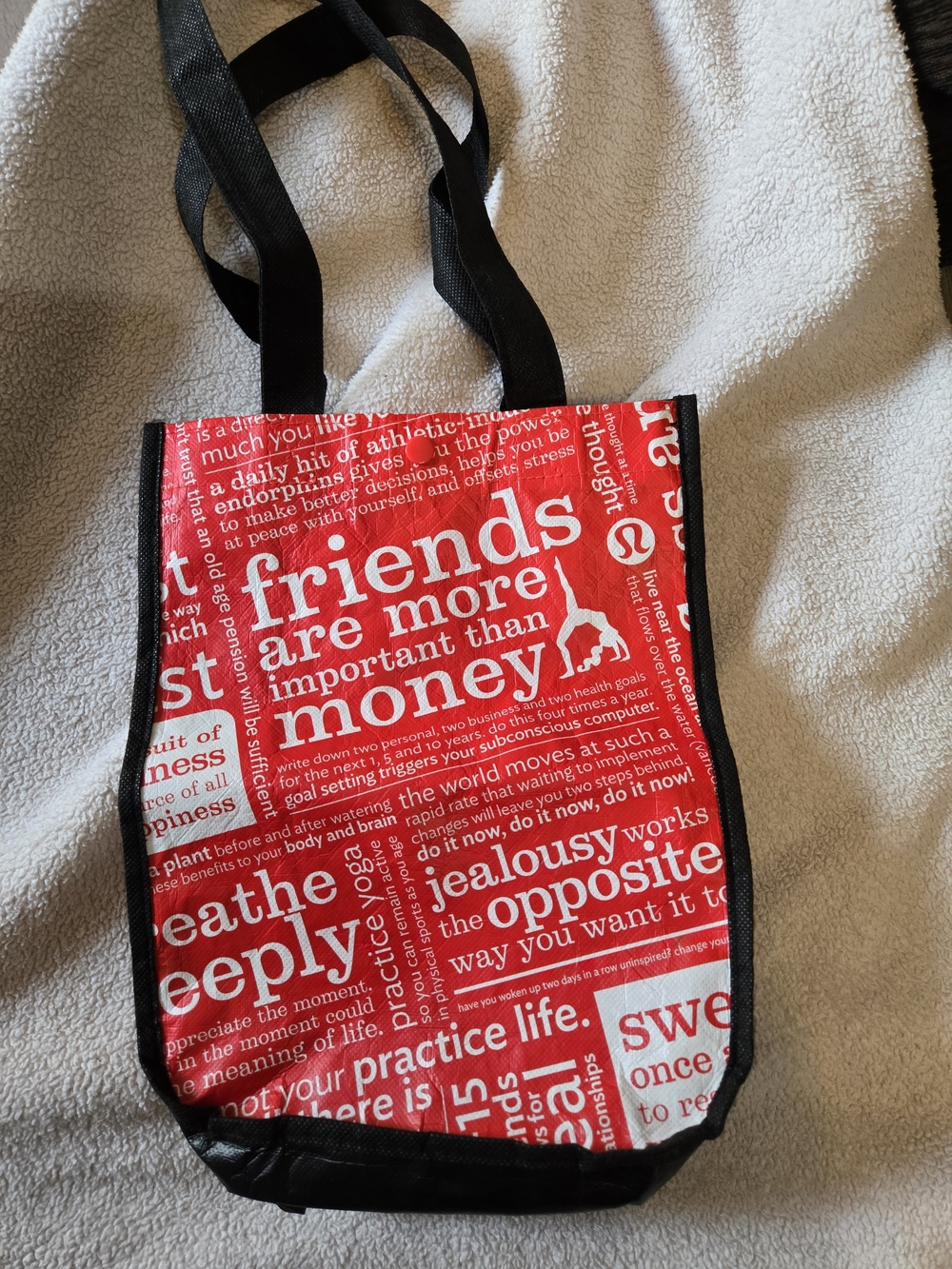 lululemon  Red and Black Printed Tote